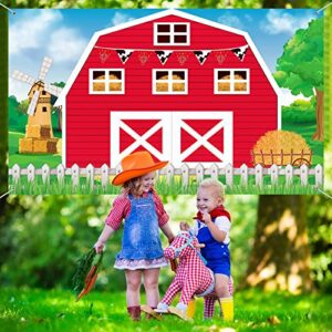 Farm Barn Door Backdrop Farm Birthday Party Supplies Red Barn Door Backdrop Banner Farm Photography Props Photo Booth for Themed Birthday Baby Shower Party Supplies 72.8 x 43.3 Inch