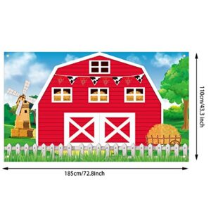 Farm Barn Door Backdrop Farm Birthday Party Supplies Red Barn Door Backdrop Banner Farm Photography Props Photo Booth for Themed Birthday Baby Shower Party Supplies 72.8 x 43.3 Inch