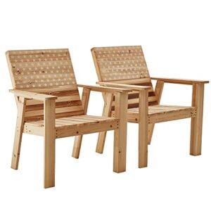 lokatse home wood patio dining chairs set of 2 for garden, yard, lawn, deck, porch, outdoor living, 32.3″(d) x 29.7″(w) x 36.6″(h), wooden