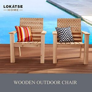 LOKATSE HOME Wood Patio Dining Chairs Set of 2 for Garden, Yard, Lawn, Deck, Porch, Outdoor Living, 32.3"(D) x 29.7"(W) x 36.6"(H), Wooden