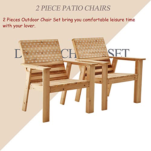 LOKATSE HOME Wood Patio Dining Chairs Set of 2 for Garden, Yard, Lawn, Deck, Porch, Outdoor Living, 32.3"(D) x 29.7"(W) x 36.6"(H), Wooden