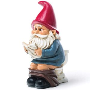 bigmouth inc. gnome on a throne garden gnome – funny lawn gnome, makes a great gag gift, made of durable, weatherproof ceramic, 9.5” tall