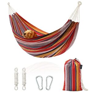 rooity patio hammock double hammocks with portable carrying bag,soft woven fabric, up to 450 lbs hanging for trees,garden,backyard,porch,outdoor and indoor xxx-large stripe