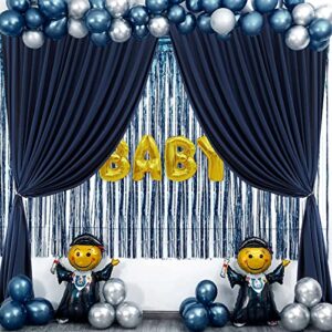 10x10 Navy Blue Backdrop Curtain for Parties Wrinkle Free Photo Curtains Backdrop Drapes Fabric Decoration for Wedding Birthday Party Baby Shower 5ft x 10ft,2 Panels