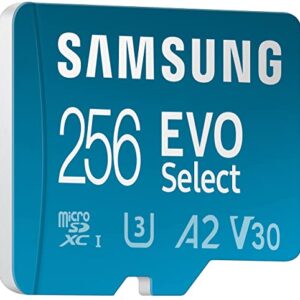 SAMSUNG EVO Select Micro SD-Memory-Card + Adapter, 256GB microSDXC 130MB/s Full HD & 4K UHD, UHS-I, U3, A2, V30, Expanded Storage for Android Smartphones, Tablets, Nintendo-Switch (MB-ME256KA/AM)