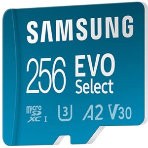 SAMSUNG EVO Select Micro SD-Memory-Card + Adapter, 256GB microSDXC 130MB/s Full HD & 4K UHD, UHS-I, U3, A2, V30, Expanded Storage for Android Smartphones, Tablets, Nintendo-Switch (MB-ME256KA/AM)