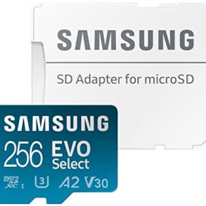 SAMSUNG EVO Select Micro SD-Memory-Card + Adapter, 256GB microSDXC 130MB/s Full HD & 4K UHD, UHS-I, U3, A2, V30, Expanded Storage for Android Smartphones, Tablets, Nintendo-Switch (MB-ME256KA/AM)