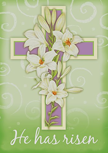 Toland Home Garden 117094 Easter Cross Easter Flag 12x18 Inch Double Sided Easter Garden Flag for Outdoor House religious Flag Yard Decoration