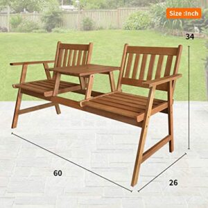 FDW Outdoor Patio Bench Wood Garden Bench Park Bench Acacia Wood for Pool Beach Backyard Balcony Porch Deck Garden Wooden Furniture, Natural Oiled