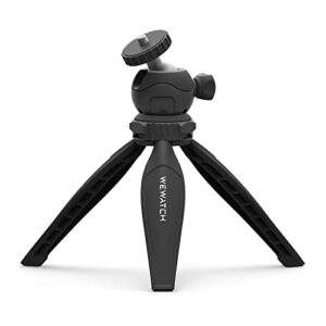 WEWATCH Mini Desktop Tripod Stand - PS102 6.3 inch Pocket Projector Tripods Stand Mount with 360°Ball Head, Small Tripod Handle for DSLR Camera Webcam Phone Holder Selfie Stick Vlog Tripod, Black