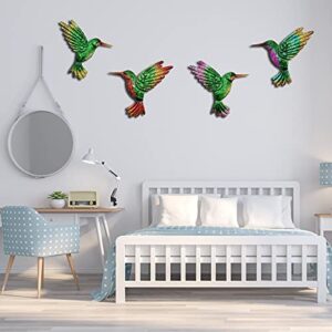 XIUDEEN Metal Hummingbird Wall Art Decor, Metal Birds Outdoor Wall Sculpture Decoration Hanging for Deck, Garden Fence, Backyard, Patio, Bedroom, Living Room.4PCS Outdoor Hanging Decoration