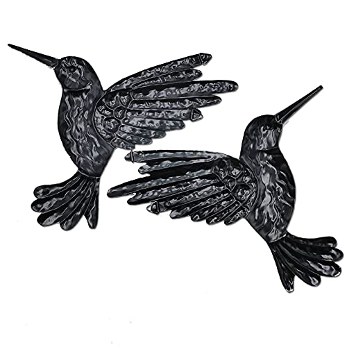 XIUDEEN Metal Hummingbird Wall Art Decor, Metal Birds Outdoor Wall Sculpture Decoration Hanging for Deck, Garden Fence, Backyard, Patio, Bedroom, Living Room.4PCS Outdoor Hanging Decoration