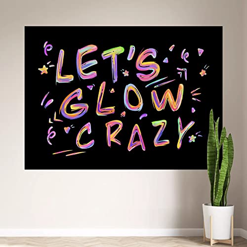 Ralxion Glow in The Dark Party Supplies Neon Party Backdrop Glow Party Supplies and Decorations Let's Glow Backdrop Blacklight Reactive Graffiti UV Blacklight