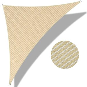 5′ x 5′ x 5′ triangle sun shade sail canopy uv block fabric shelter cloth screen awning for outdoor patio garden – 185 gsm, 95% uv block, heavy duty, customized, beige