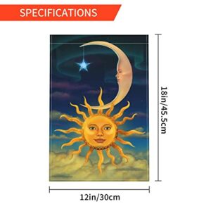 Hicyyu Sun With Moon Double Sided Garden Flag Outdoor Decorative For Various Party In Any Season 12x18 Inch, Black