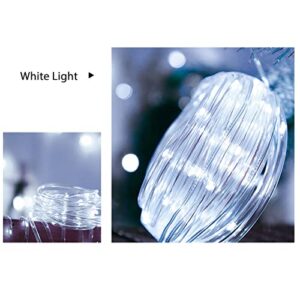 Solar String Lights Outdoor Rope Lights Solar Powered Outdoor Waterproof Fairy Lights for Garden Fence Yard Party Wedding Decor (White Light)