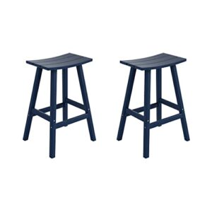 westintrends malibu 29 inch outdoor bar stools set of 2, all weather resistant poly lumber adirondack bar height stools, navy blue