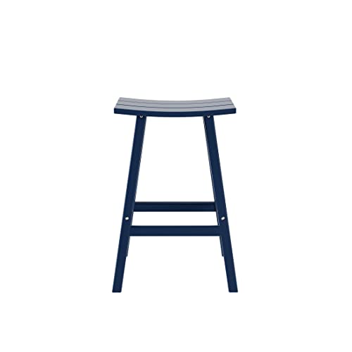 WestinTrends Malibu 29 Inch Outdoor Bar Stools Set of 2, All Weather Resistant Poly Lumber Adirondack Bar Height Stools, Navy Blue