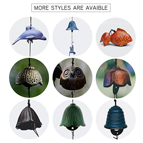 Oavand Japanese Goldfish Bless Small Wind Chimes Outdoor, Iwachu Cast Iron Lucky Temple Wind Bell Memorial and Sympathy Wind Chimes for Outside Good Luck for Garden, Patio, Balcony（Goldfish）