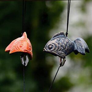 Oavand Japanese Goldfish Bless Small Wind Chimes Outdoor, Iwachu Cast Iron Lucky Temple Wind Bell Memorial and Sympathy Wind Chimes for Outside Good Luck for Garden, Patio, Balcony（Goldfish）