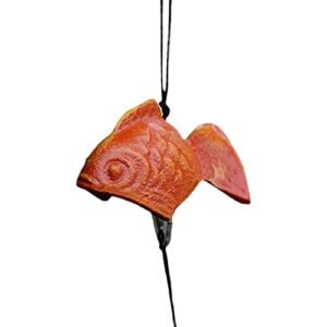 Oavand Japanese Goldfish Bless Small Wind Chimes Outdoor, Iwachu Cast Iron Lucky Temple Wind Bell Memorial and Sympathy Wind Chimes for Outside Good Luck for Garden, Patio, Balcony（Goldfish）