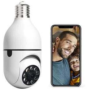orlma wireless wifi light bulb camera, 360 degree e27 bulb security camera outdoor, home cameras with human motion detection and alarm (1pcs)