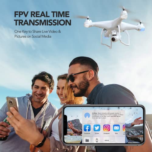 Potensic T25 Drone with Camera for Adults, 2K GPS FPV Camera Drone with Backpack, 3 Batteries, Auto Return Home, Follow Me, Waypoint Fly, Altitude Hold, 2022 Upgraded