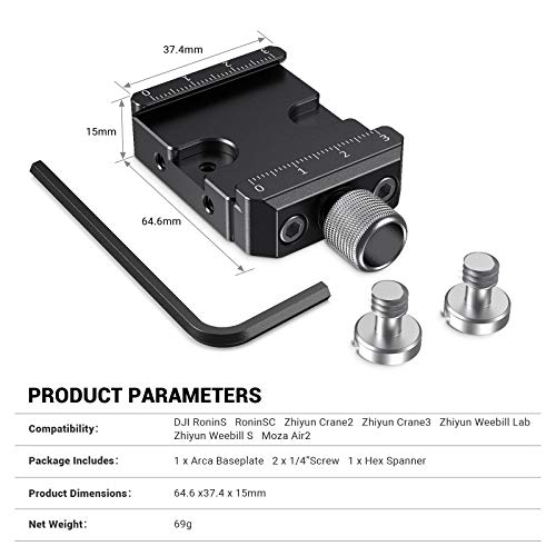 SmallRig DSLR and Mirrorless Quick Release Clamp for Arca-Type Standard Compatible with DJI Ronin S/SC ZHIYUN Crane Series Weebill S Gimbal - DBC2506