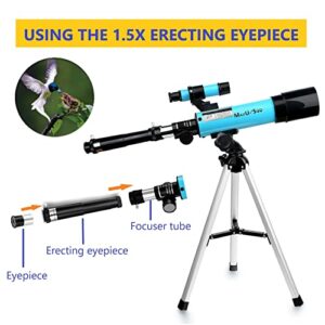 MaxUSee Lunar Telescope for Kids and Astronomy Beginners, Refractor Telescope with Finder Scope and 3 Eyepieces, Travel Telescope with Compact HD Binoculars for Moon Viewing Bird Watching Sightseeing