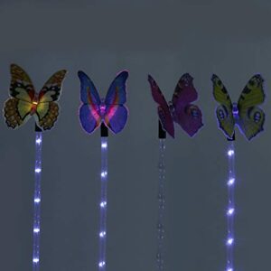 Hosi Solar Lawn Light, Easy to Install Butterflies Shaped Stainless Steel 4Pcs Waterproof Solar Pathway Lights, 30.7X4.1Inch for Gardens Lawns