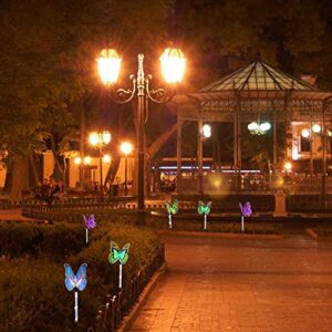 Hosi Solar Lawn Light, Easy to Install Butterflies Shaped Stainless Steel 4Pcs Waterproof Solar Pathway Lights, 30.7X4.1Inch for Gardens Lawns