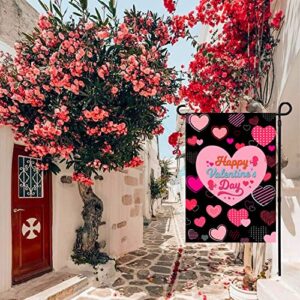 Valentines Day Garden Flag Outdoor Small Valentine Flag 12x18 Double Sided Burlap House Yard Valentines Flag for Outside Love Heart Valentines Day Decor Decorations