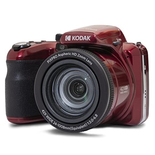 KODAK PIXPRO Astro Zoom AZ425-RD 20MP Digital Camera with 42X Optical Zoom 24mm Wide Angle 1080P Full HD Video Optical Image Stabilization Li-Ion Battery and 3" LCD (Red)