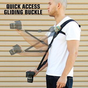 USA GEAR Camera Sling Shoulder Strap with Adjustable Neoprene, Safety Tether, Accessory Pocket, Quick Release Buckle - Compatible w/ Canon, Nikon, Sony and More DSLR and Mirrorless Cameras (Southwest)