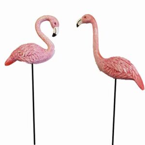 muamax miniature flamingo picks 2 pack fairy garden accessories pink miniature garden flamingo figurines decorative plant stakes for pots ornaments flamingo décor gifts