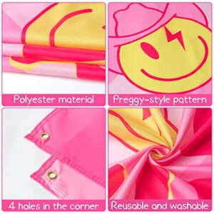 AellasNervalt Preppy Birthday Party Backdrop Hot Pink Smiling Face Lip Butterfly Banner Extra Large Y2k Happy Birthday Background Banners Photo Booth Prop Decor Supplies for Girls Party 6.6 x 3.8 ft