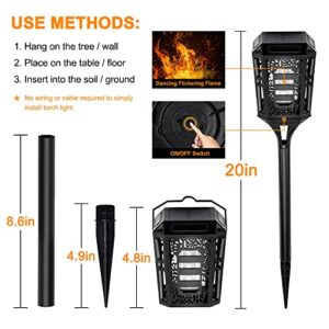 woohaha Pellimo Solar Lights Outdoor, ,4Pack 19.7in 36Led Solar Torch Light with Flickering Flame, Waterproof Landscape Decoration Flame Lights for Garden Pathway Yard-Auto On/Off