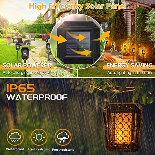 woohaha Pellimo Solar Lights Outdoor, ,4Pack 19.7in 36Led Solar Torch Light with Flickering Flame, Waterproof Landscape Decoration Flame Lights for Garden Pathway Yard-Auto On/Off