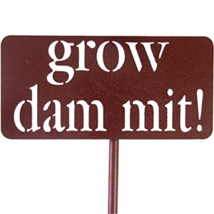 rustic garden signs, grow dammit garden decor sign for garden, funny gardening gift for men women who loves garden plant