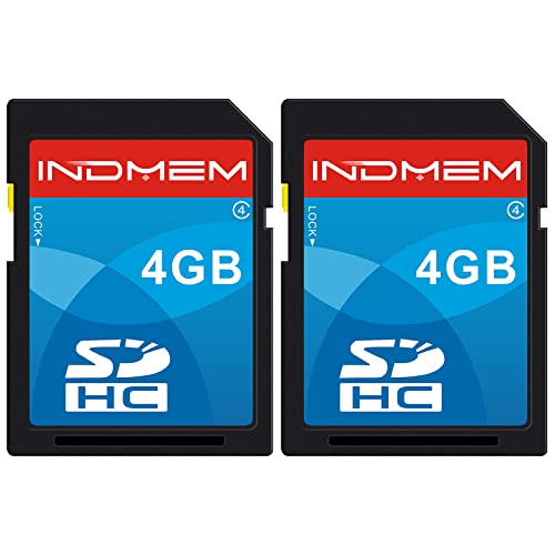 INDMEM SD Card 4GB SDHC Class 4 Flash Memory Card 4 GB Digital Camera Cards 2 Packs