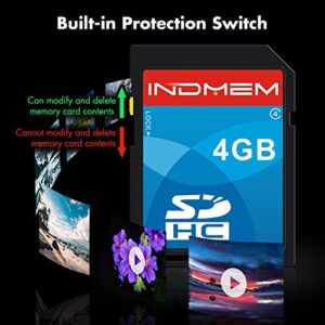 INDMEM SD Card 4GB SDHC Class 4 Flash Memory Card 4 GB Digital Camera Cards 2 Packs