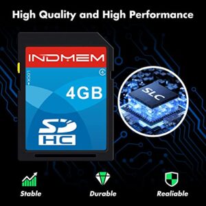 INDMEM SD Card 4GB SDHC Class 4 Flash Memory Card 4 GB Digital Camera Cards 2 Packs