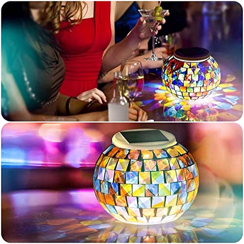 A2B Mosaic Solar Light Solar Powered Mosaic Glass Ball Light IP44 Waterproof Solar Garden Lights Auto ON/Off Solar Table Light Solar Lawn Landscape Lamp for Home Yard Patio Party Decorations A2B