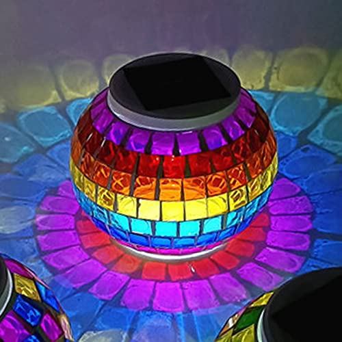 A2B Mosaic Solar Light Solar Powered Mosaic Glass Ball Light IP44 Waterproof Solar Garden Lights Auto ON/Off Solar Table Light Solar Lawn Landscape Lamp for Home Yard Patio Party Decorations A2B