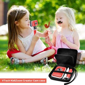 Kid Toy Camera Case for VTech Kidizoom Creator Cam Video Camera, Hard Travel Carrying Storage with Accessories Pocket - Black