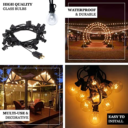 Efavormart 25FT Waterproof Connectable Hanging Outdoor/Indoor Patio String Lights with 28 Incandescent Warm White G40 Light Bulbs for Terrace, Garden, City Roof, Market, Cafe, Wedding, Birthday, Par