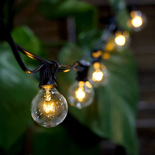 Efavormart 25FT Waterproof Connectable Hanging Outdoor/Indoor Patio String Lights with 28 Incandescent Warm White G40 Light Bulbs for Terrace, Garden, City Roof, Market, Cafe, Wedding, Birthday, Par