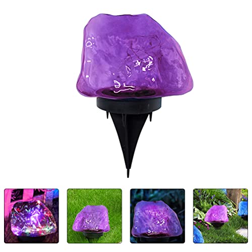 Hemoton LED Patio Lights Solar Lights LED Garden Ground Rock Lamp Outdoor Landscaping Decorative Spotlight for Lawn Patio Backyard Pathway (Purple) Outdoor Garden Lights