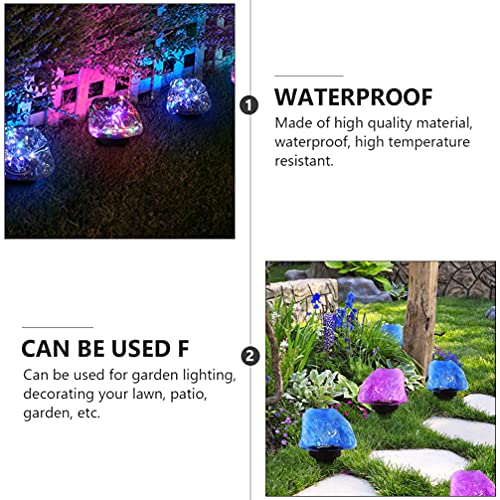 Hemoton LED Patio Lights Solar Lights LED Garden Ground Rock Lamp Outdoor Landscaping Decorative Spotlight for Lawn Patio Backyard Pathway (Purple) Outdoor Garden Lights