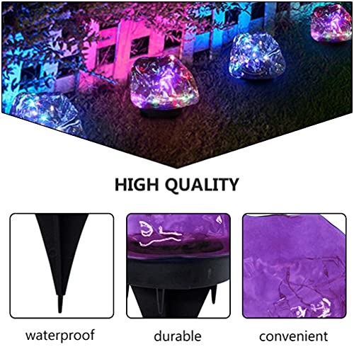 Hemoton LED Patio Lights Solar Lights LED Garden Ground Rock Lamp Outdoor Landscaping Decorative Spotlight for Lawn Patio Backyard Pathway (Purple) Outdoor Garden Lights